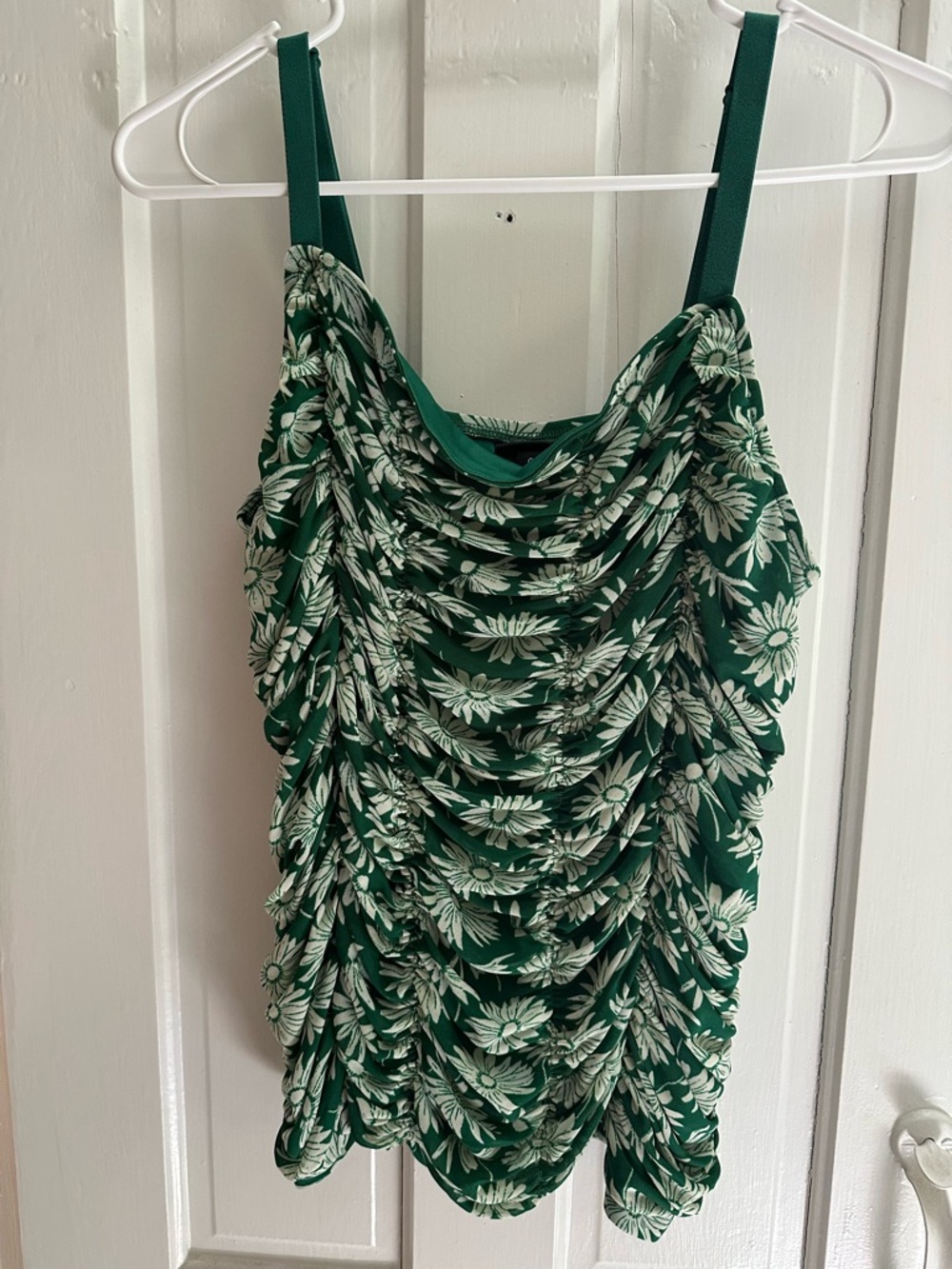 TORRID Green Floral Ruching Tank Top